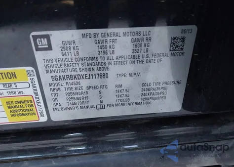 2014 Buick Enclave Leather из США, поврежденный, VIN 5GAKRBKDXEJ117680